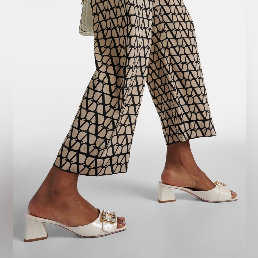 Roger Vivier Bikiviv Buckle-Embellished Patent Leather Mules $1260